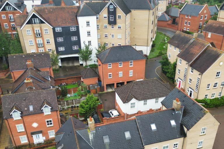 Aerial few of flats in Colchester