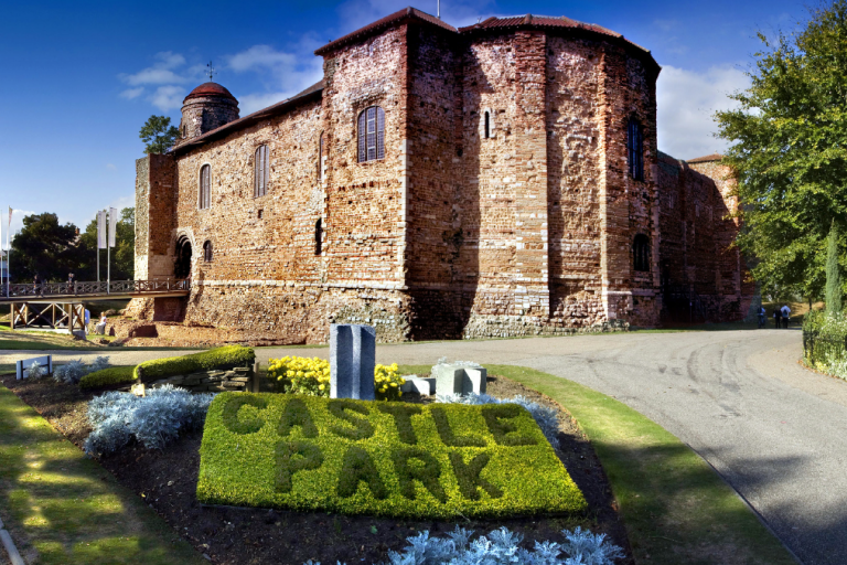 A photo of the outside Colchester Castle on a sunny day