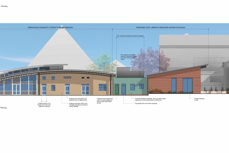 An artist's impression of the proposed new community centre in Greenstead