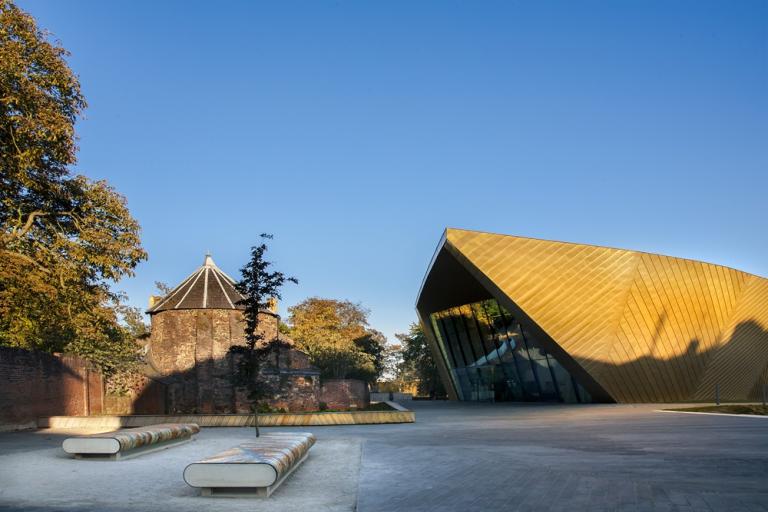 The exterior of the Firstsite gallery on a clear sunny day