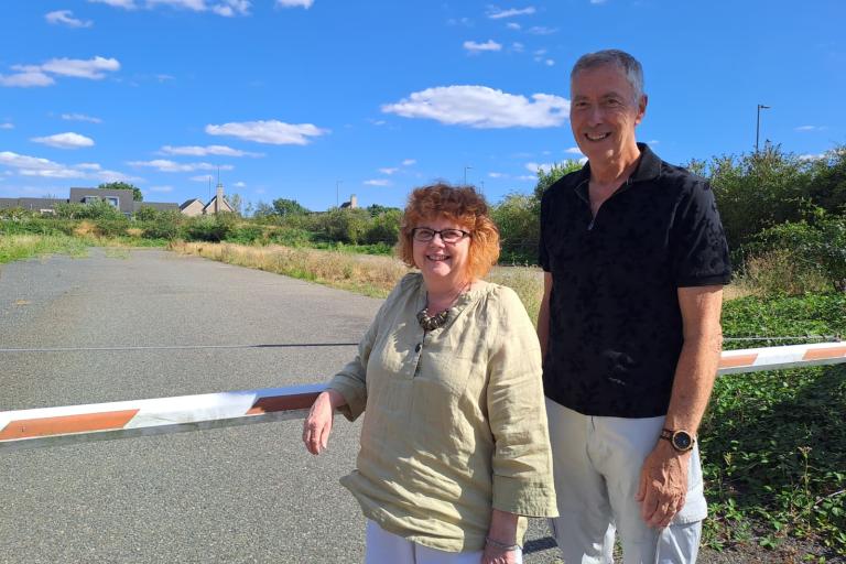 Cllr David King, Deputy Leader and Portfolio Holder for Public Protection and Communities, and Cllr Alison Jay, Chair of Myland Community Council, at the Kingswood Heath site where a new community centre is proposed