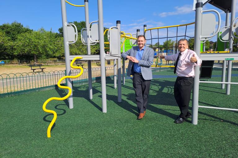 Cllr Martin Goss and Cllr Dave Harris at the School Road playground