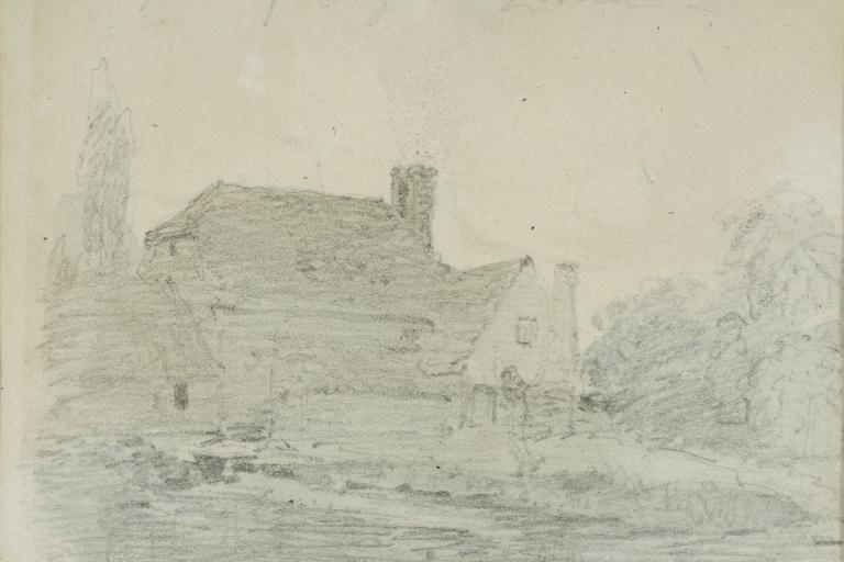 John Constable's, Feering Bury Mill (pencil and wash on paper), 1816. Collection of the Victor Batte-Lay Foundation at the Minories Gallery