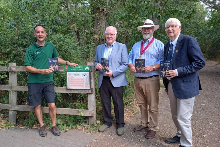 Education Ranger Simon Ratcliffe, The Mayor of Colchester, Sir Bob Russell, and historian Peter Jones