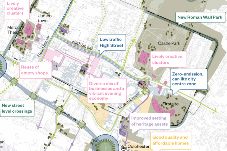 A map of Colchester City Centre
