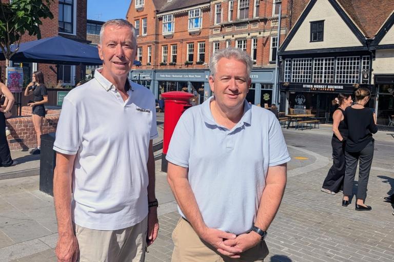 Cllr Paul Dundas (R) and Cllr David King (Leader and Deputy Leader of Colchester City Council)