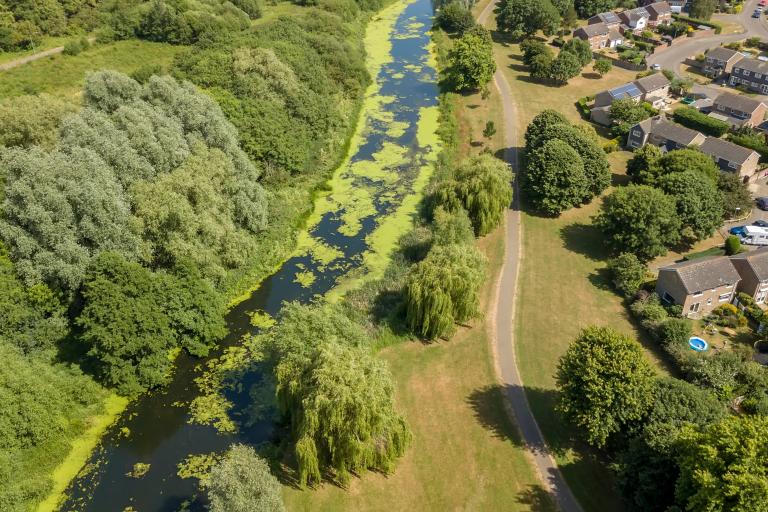 Aerial view of the river Colne