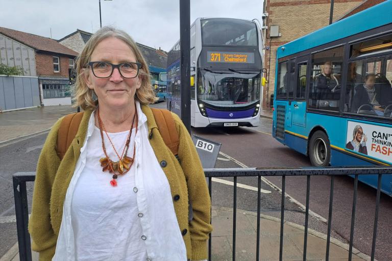 Cllr Andrea Luxford Vaughan at Osborne St bus station