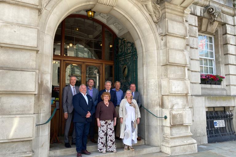 Colchester City Council Cabinet on the steps of Colchester Town Hall