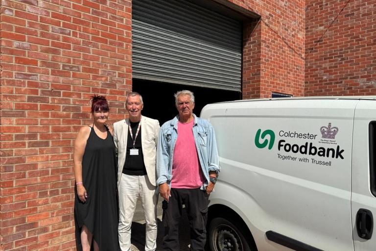 Nikki Ranson, Co-Directors of Colchester Foodbank; Councillor Daivd King; Armin Lange, Co-Directors of Colchester Foodbank