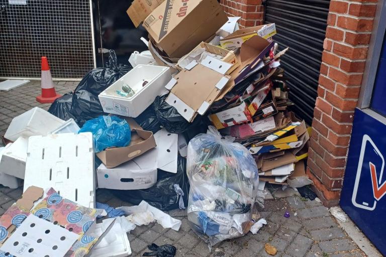 A fly-tipped pile of waste