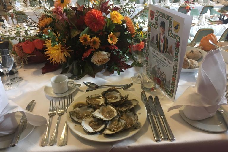 A table laid for the Oyster Feast