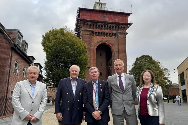 L-R Cllr Paul Dundas, Simon Hall, Cllr Jeff Bray, Cllr David King, and Irene Kettle