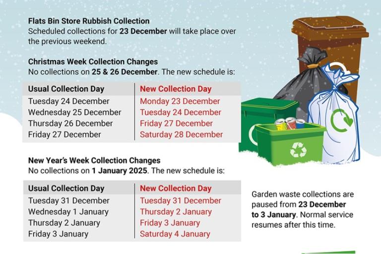 Christmas and New Year recycling and rubbish collection changes 2024