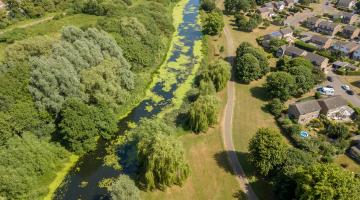 Aerial view of the river Colne