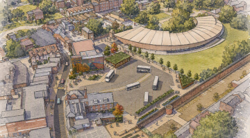 An AI impression of the proposed Bust Station Interchange at Painters Yard
