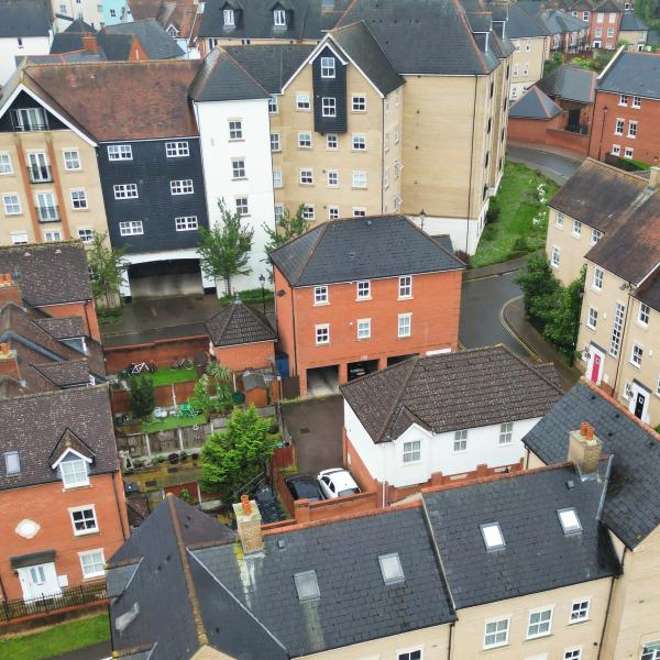 Aerial few of flats in Colchester