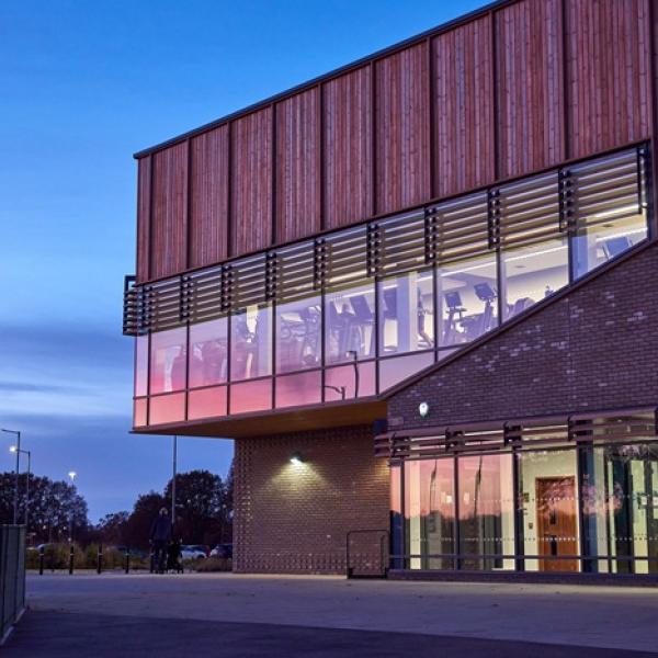 Photo of the gym and fitness centre at Colchester Sports Park at night
