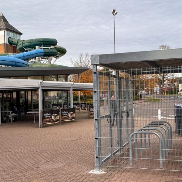Photo of the bike shelter at Colchester Leisure World