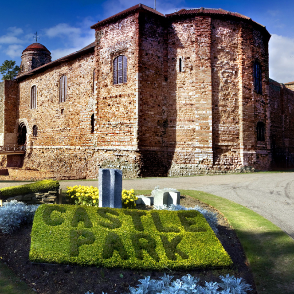 A photo of the outside Colchester Castle on a sunny day