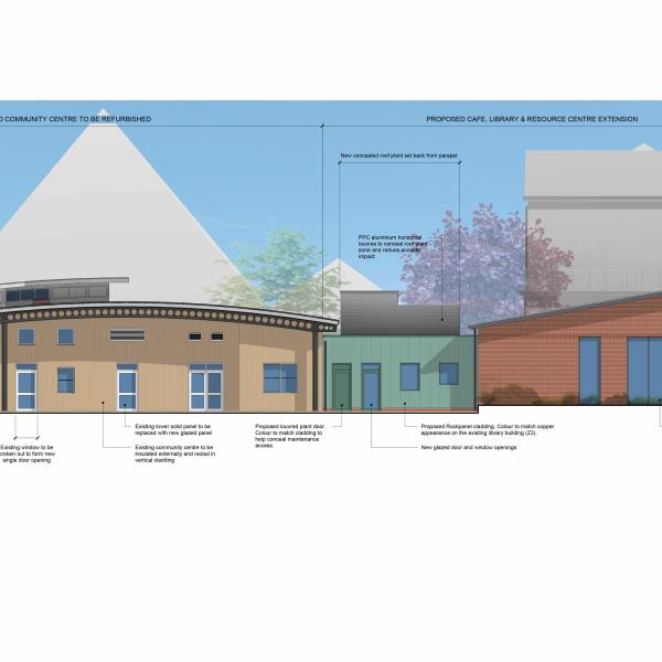 An artist's impression of the proposed new community centre in Greenstead