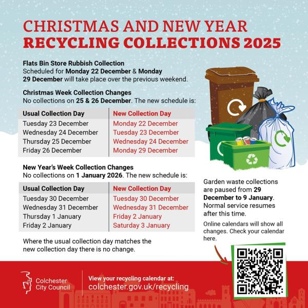 A leaflet containing information about the waste and recycling timetable over the festive and New Year period
