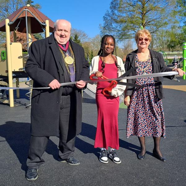 Mayor and Mayoress of Colchester opening Castle Park's playground