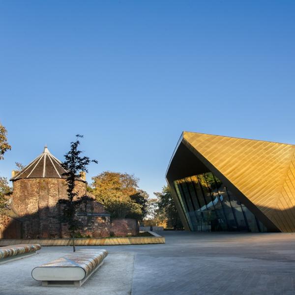 The exterior of the Firstsite gallery on a clear sunny day