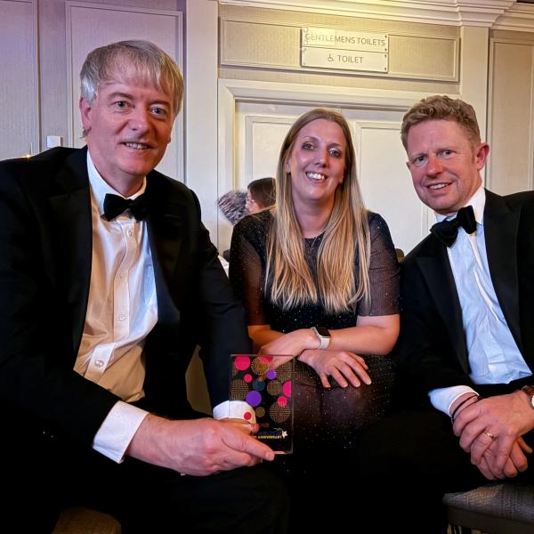 L to R: Philip Sullivan (Chief Executive Colchester Borough Homes) and James Struth (Chief Executive) and Chantelle Killin (Accommodation Manager) from Beyond the Box, with the LGC Bronze Award for Housing. Please credit Colchester Borough Council.