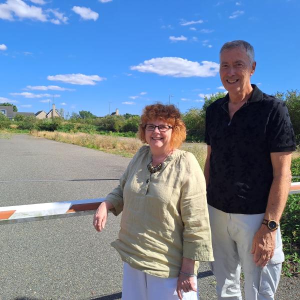 Cllr David King, Deputy Leader and Portfolio Holder for Public Protection and Communities, and Cllr Alison Jay, Chair of Myland Community Council, at the Kingswood Heath site where a new community centre is proposed