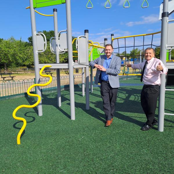 Cllr Martin Goss and Cllr Dave Harris at the School Road playground