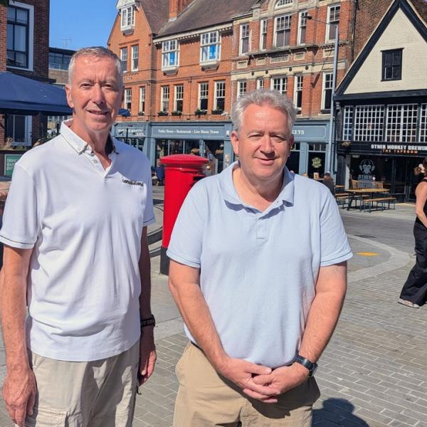 Cllr Paul Dundas (R) and Cllr David King (Leader and Deputy Leader of Colchester City Council)