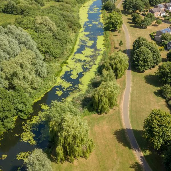 Aerial view of the river Colne