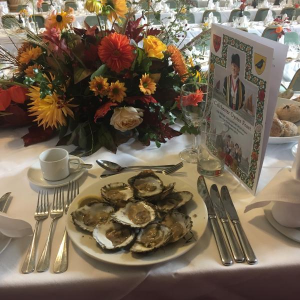A table laid for the Oyster Feast